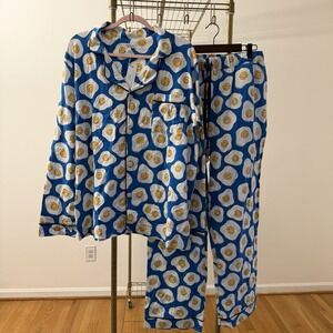 Bedhead Men's Pajama Set Size L NWT Sunny Side Up All Over Smiley Face Egg Print